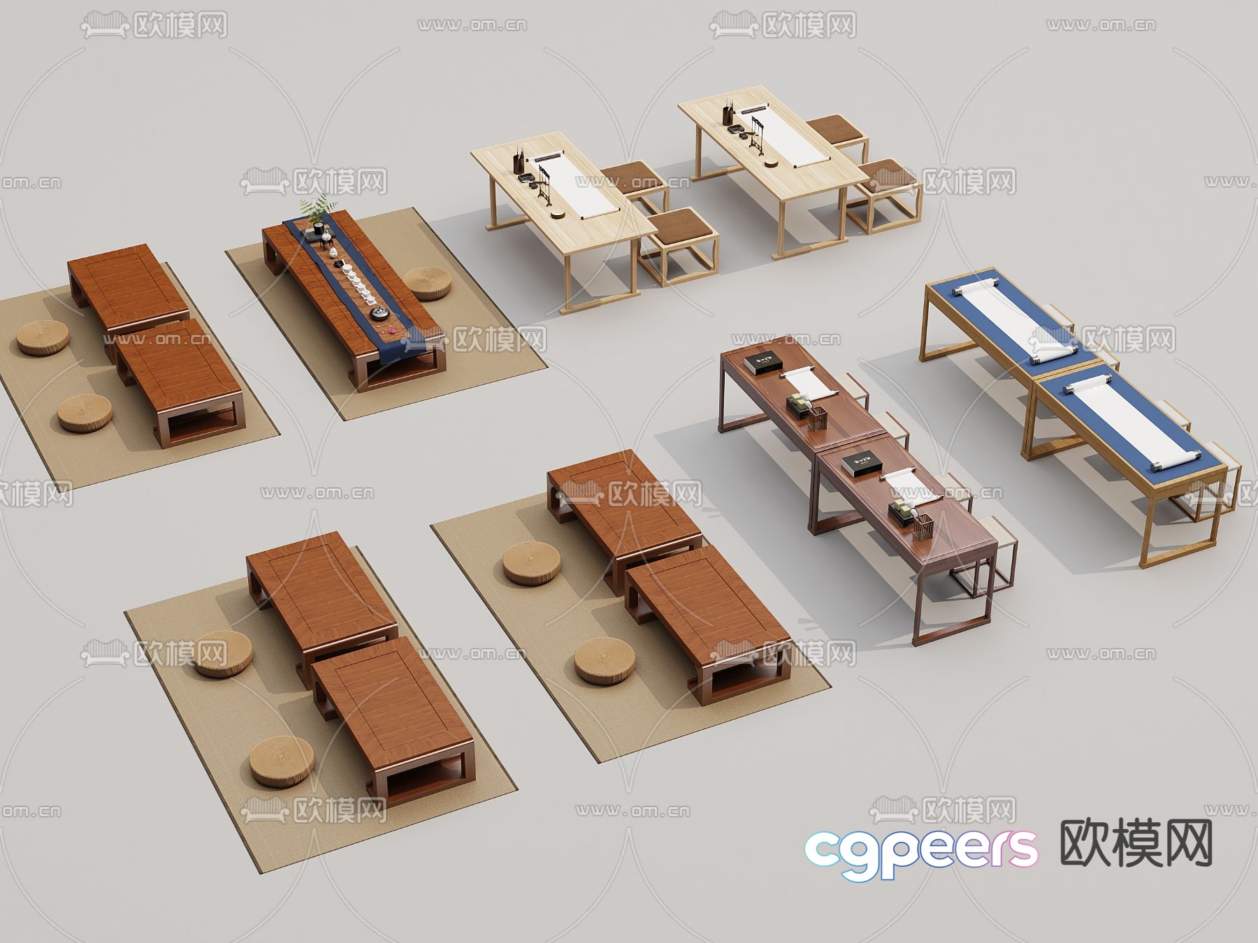 Calligraphy tables and chairs training tables and chairs 3d model Calligraphy tables and chairs training tables and chairs 3d model