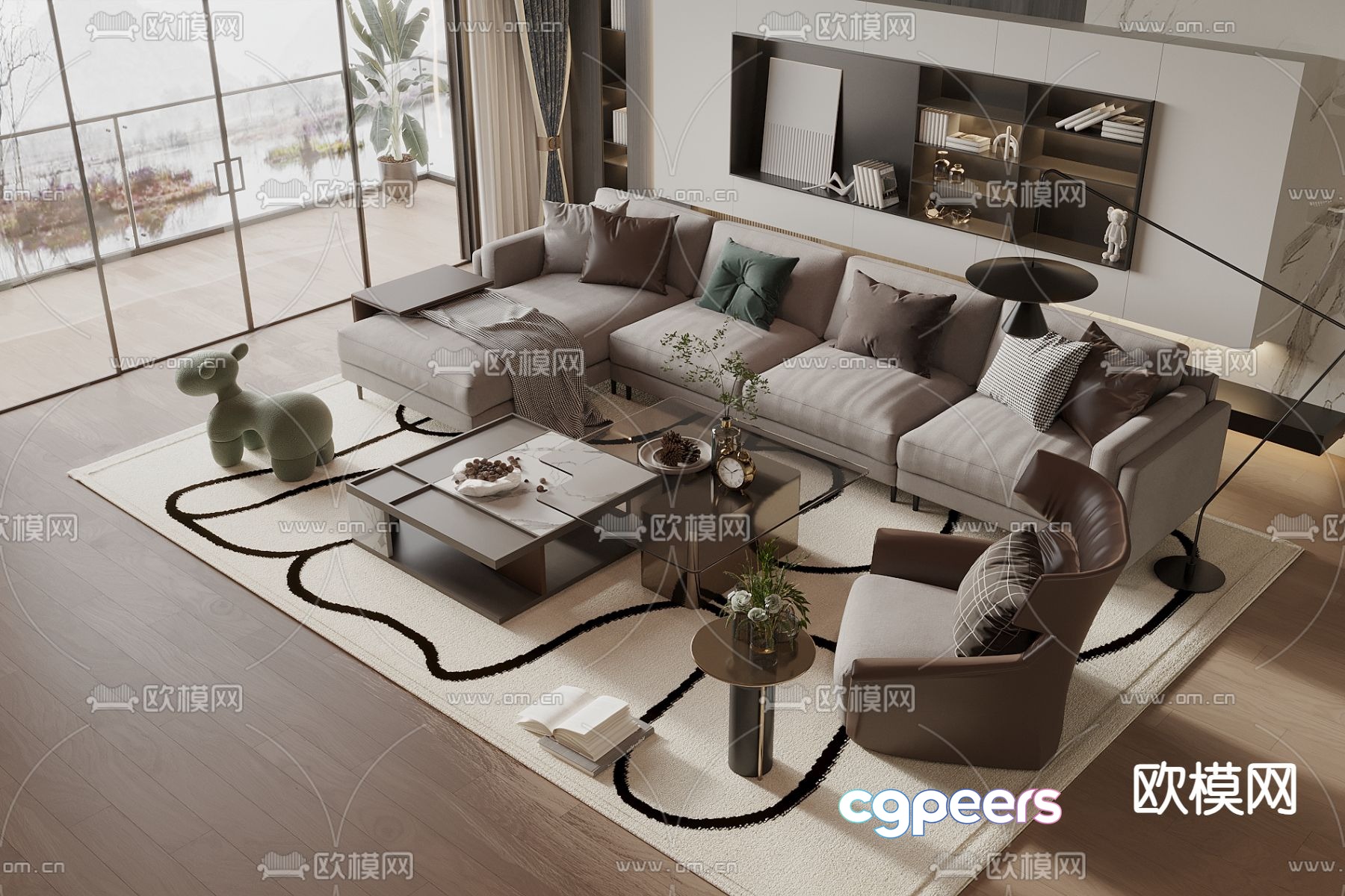 Modern sectional sofa 3d model Modern sectional sofa 3d model