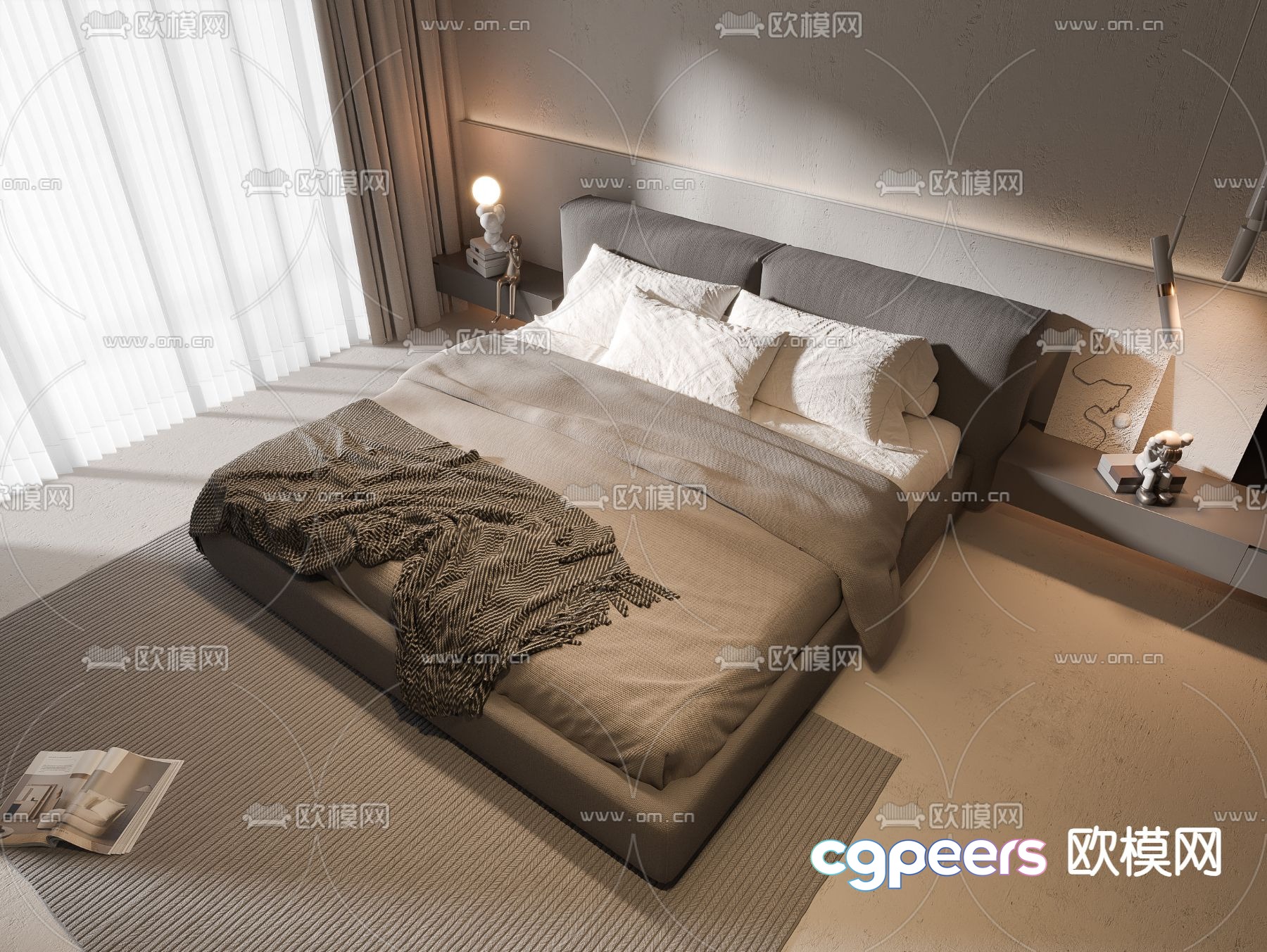 Wabi-sabi double bed 3d model Wabi-sabi double bed 3d model