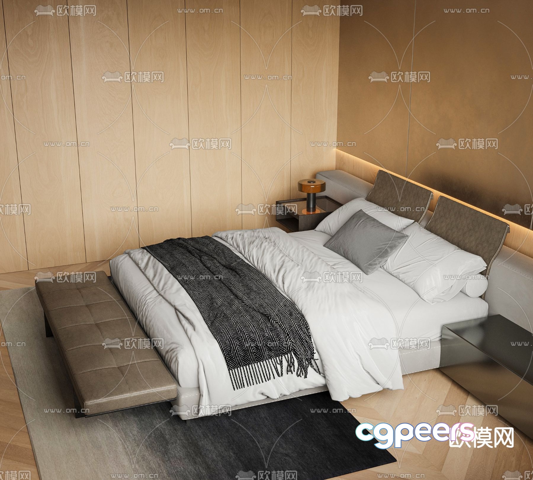 Fabric double bed 3d model Fabric double bed 3d model