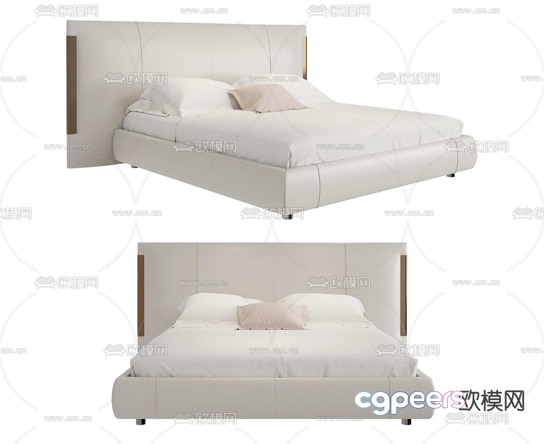 Modern double bed 3d model Modern double bed 3d model