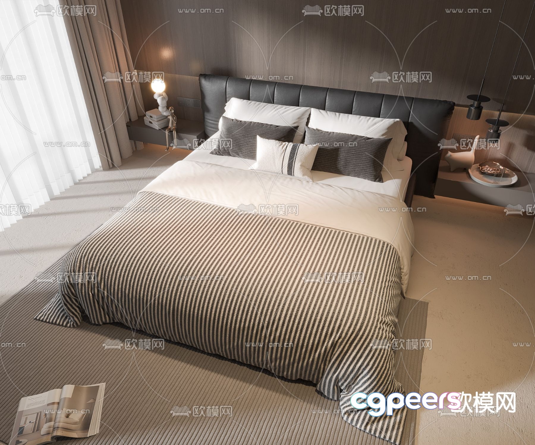 Modern double bed 3d model Modern double bed 3d model