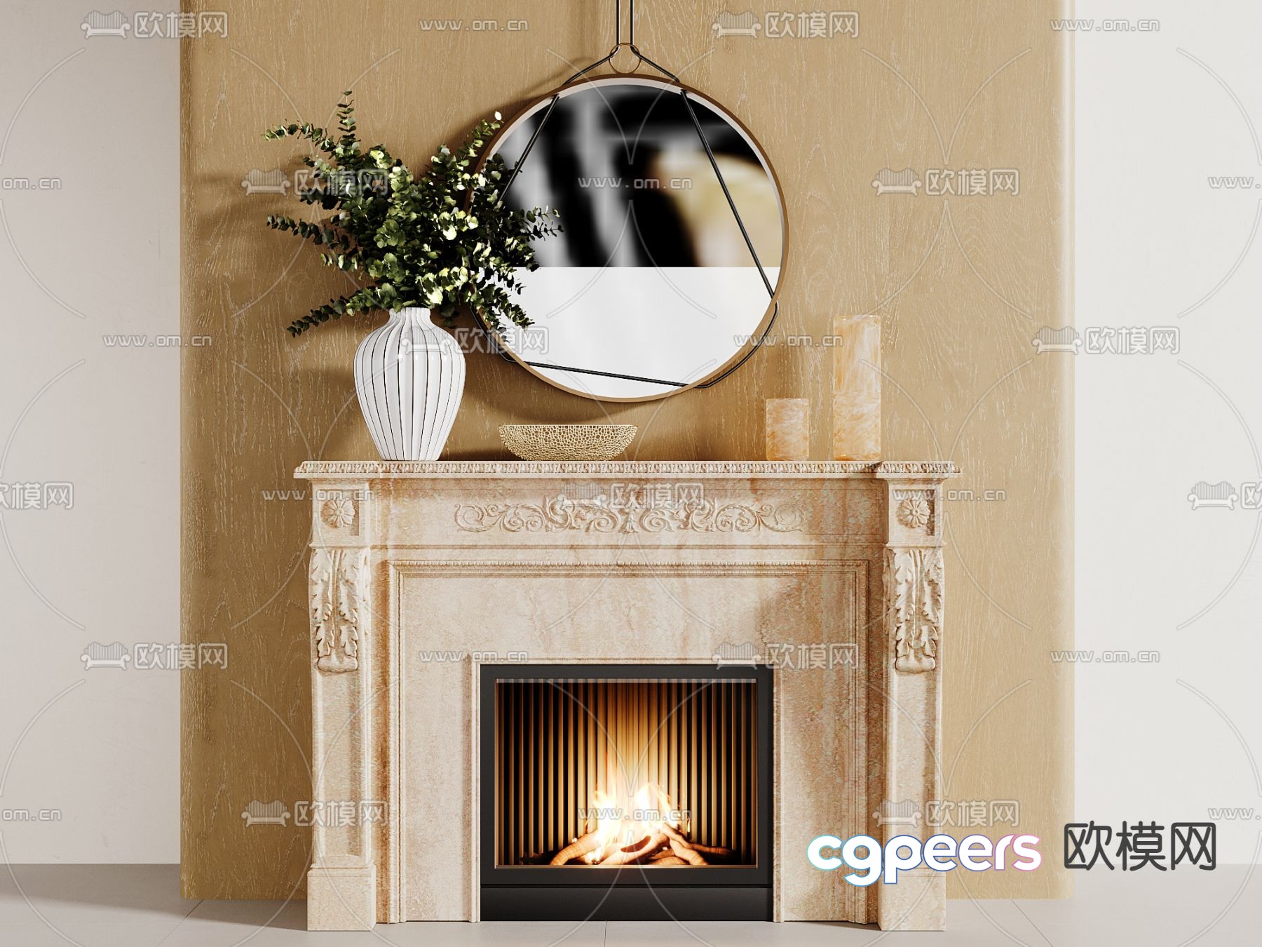Middle-aged fireplace 3d model Middle-aged fireplace 3d model