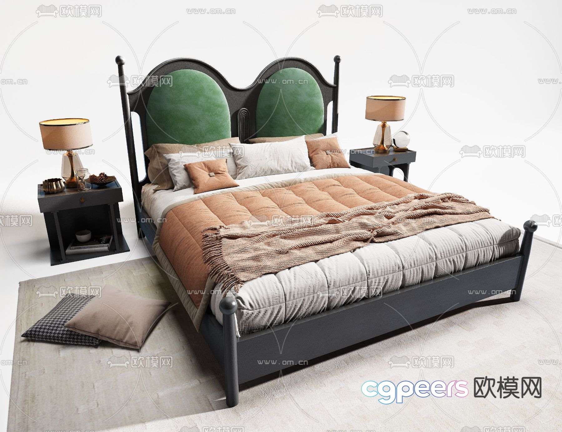 French double bed 3d model French double bed 3d model