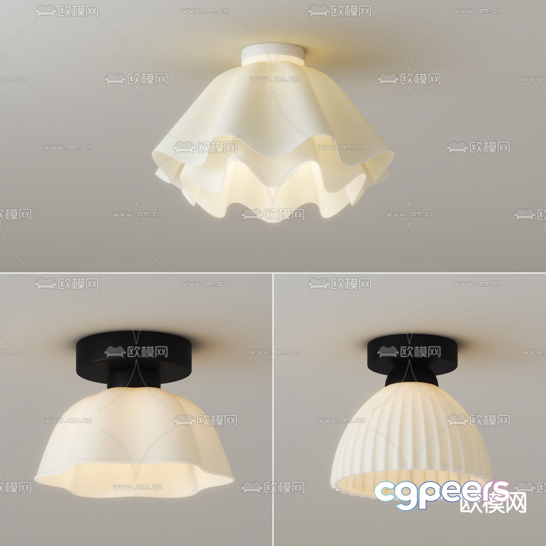 Cream style ceiling lamp flower bedroom lamp 3d model Cream style ceiling lamp flower bedroom lamp 3d model
