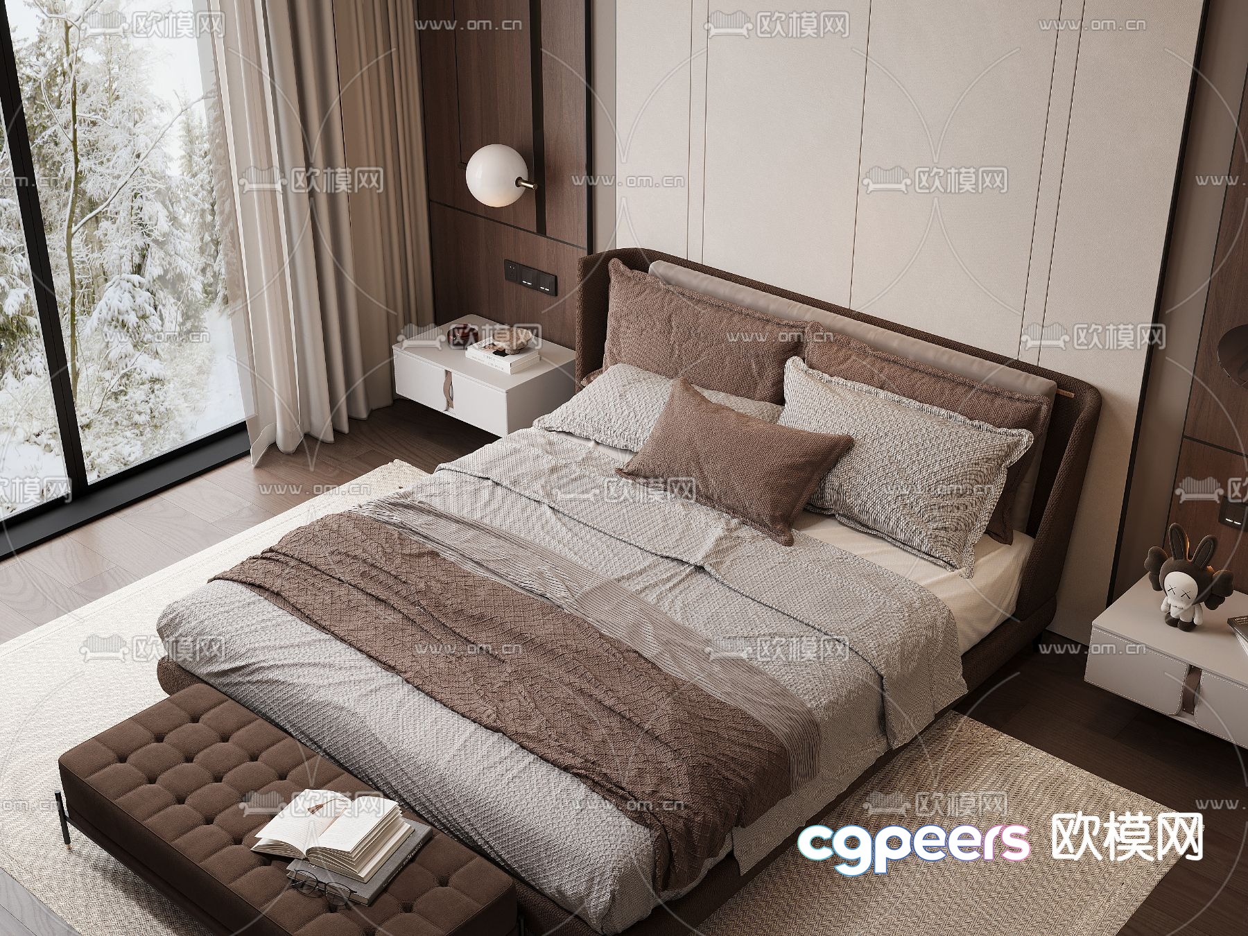 Modern double bed 3d model Modern double bed 3d model