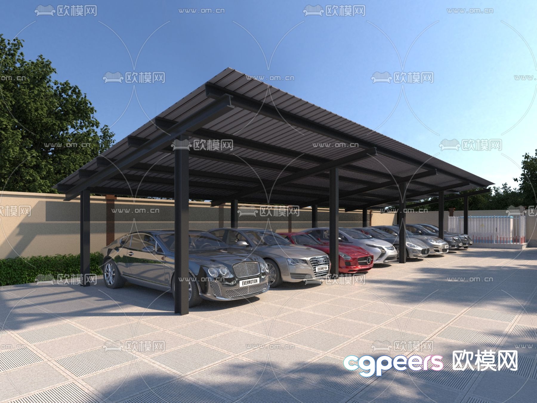 Outdoor parking shed 3d model Outdoor parking shed 3d model