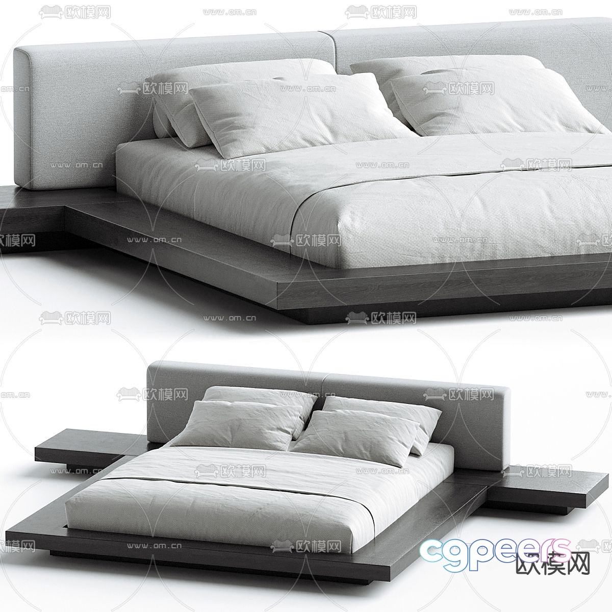 Modern double bed 3d model Modern double bed 3d model
