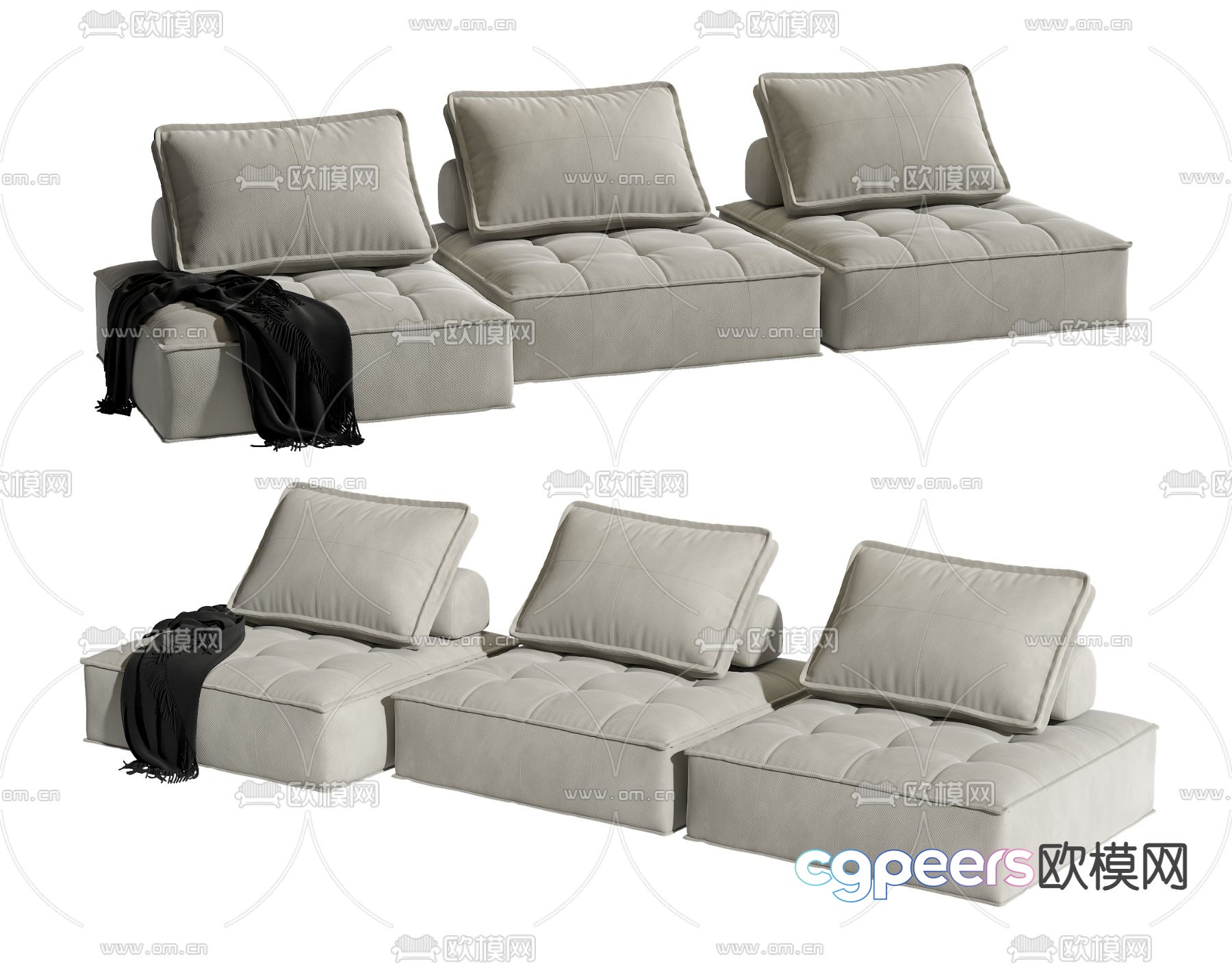 Modular sofa three-seat sofa 3d model Modular sofa three-seat sofa 3d model