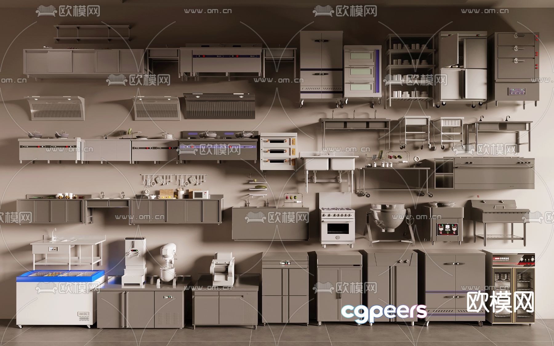 Central kitchen kitchen equipment console 3D model Central kitchen kitchen equipment console 3D model