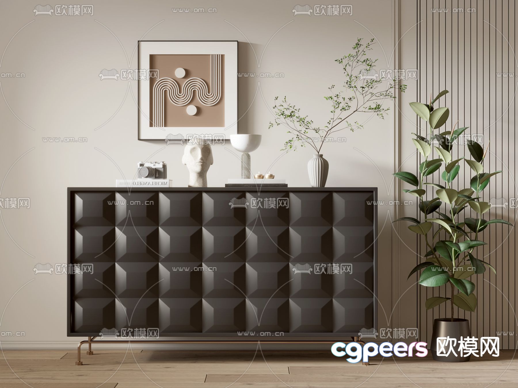 End view cabinet Entrance cabinet 3D model End view cabinet Entrance cabinet 3D model