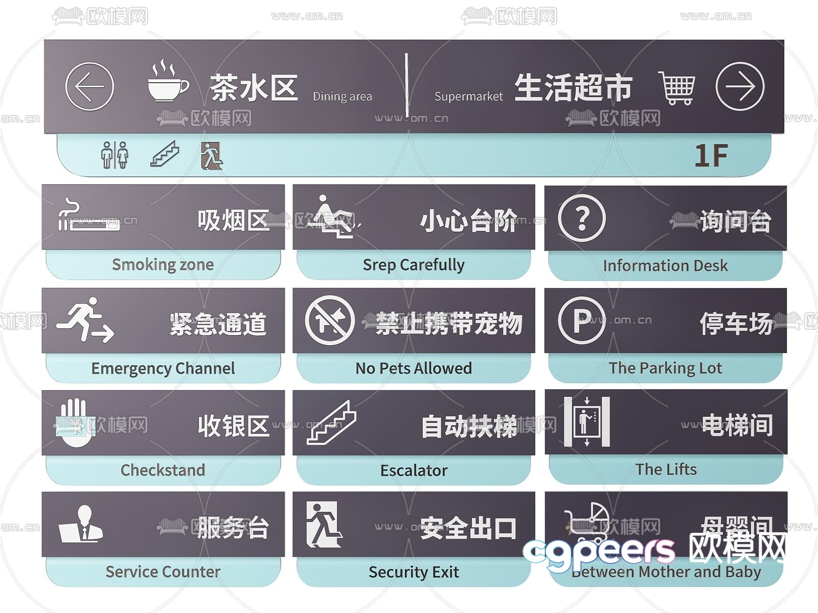 Shopping mall sign, guide sign, shopping guide sign 3d model Shopping mall sign, guide sign, shopping guide sign 3d model