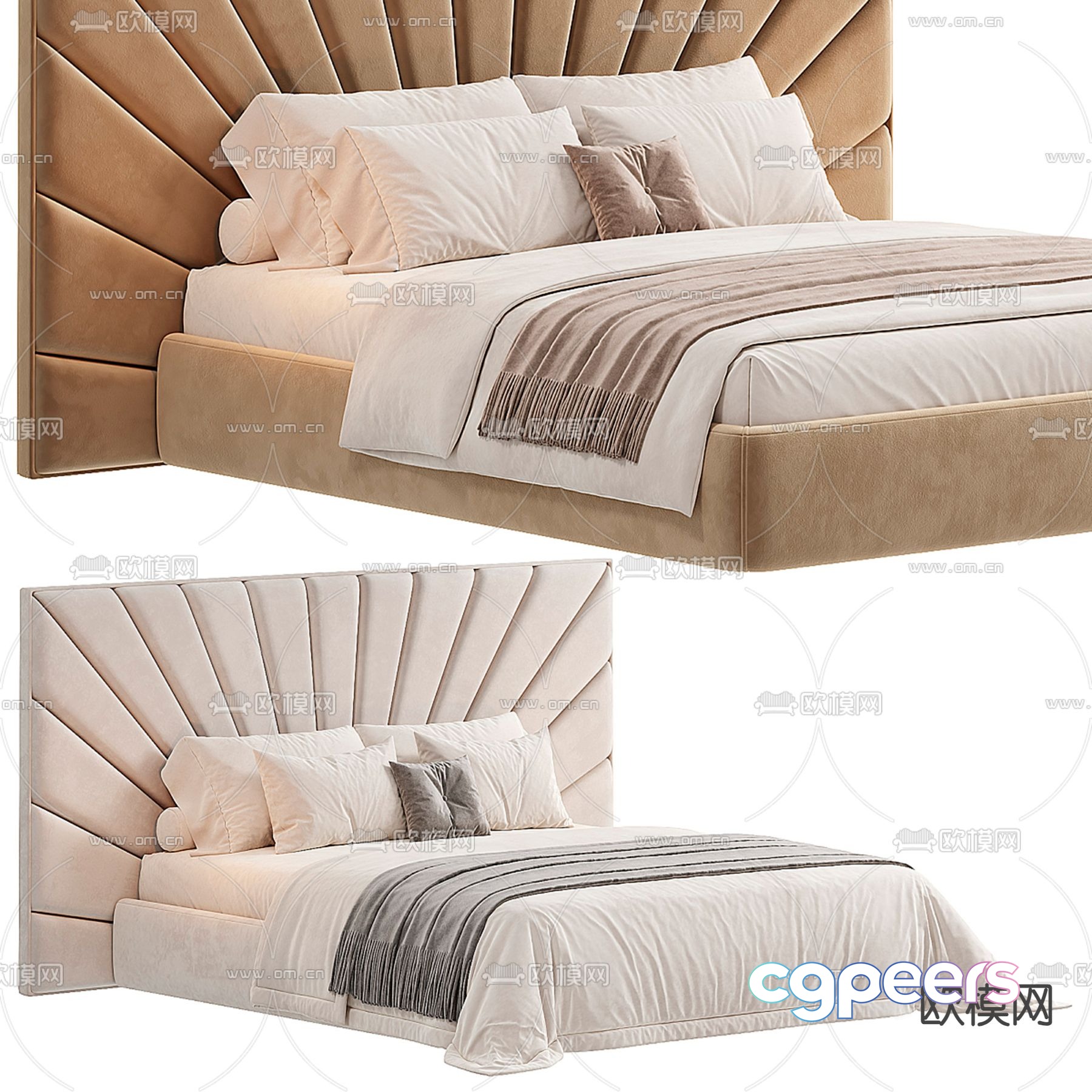 Modern double bed 3d model Modern double bed 3d model