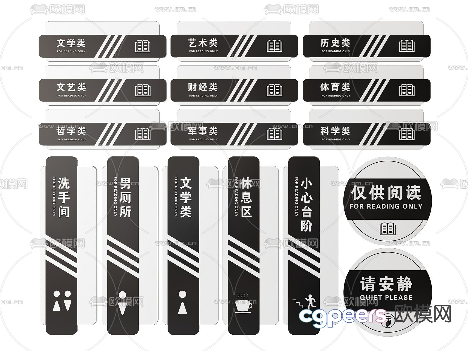School signage library floor index signage 3d model School signage library floor index signage 3d model