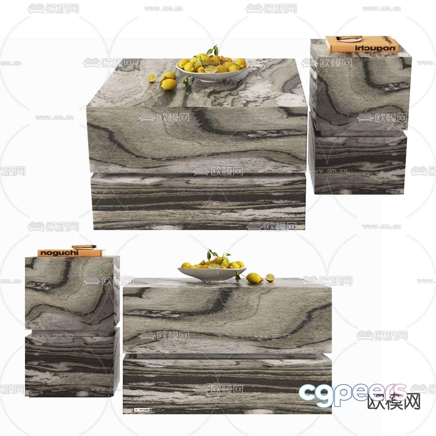 Marble coffee table side table 3d model Marble coffee table side table 3d model