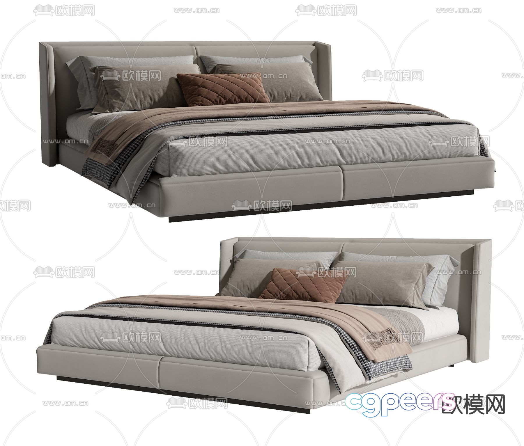 Modern double bed 3d model Modern double bed 3d model