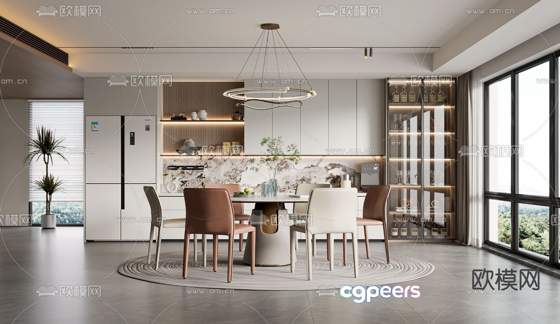 Modern restaurant round dining table 3d model Modern restaurant round dining table 3d model
