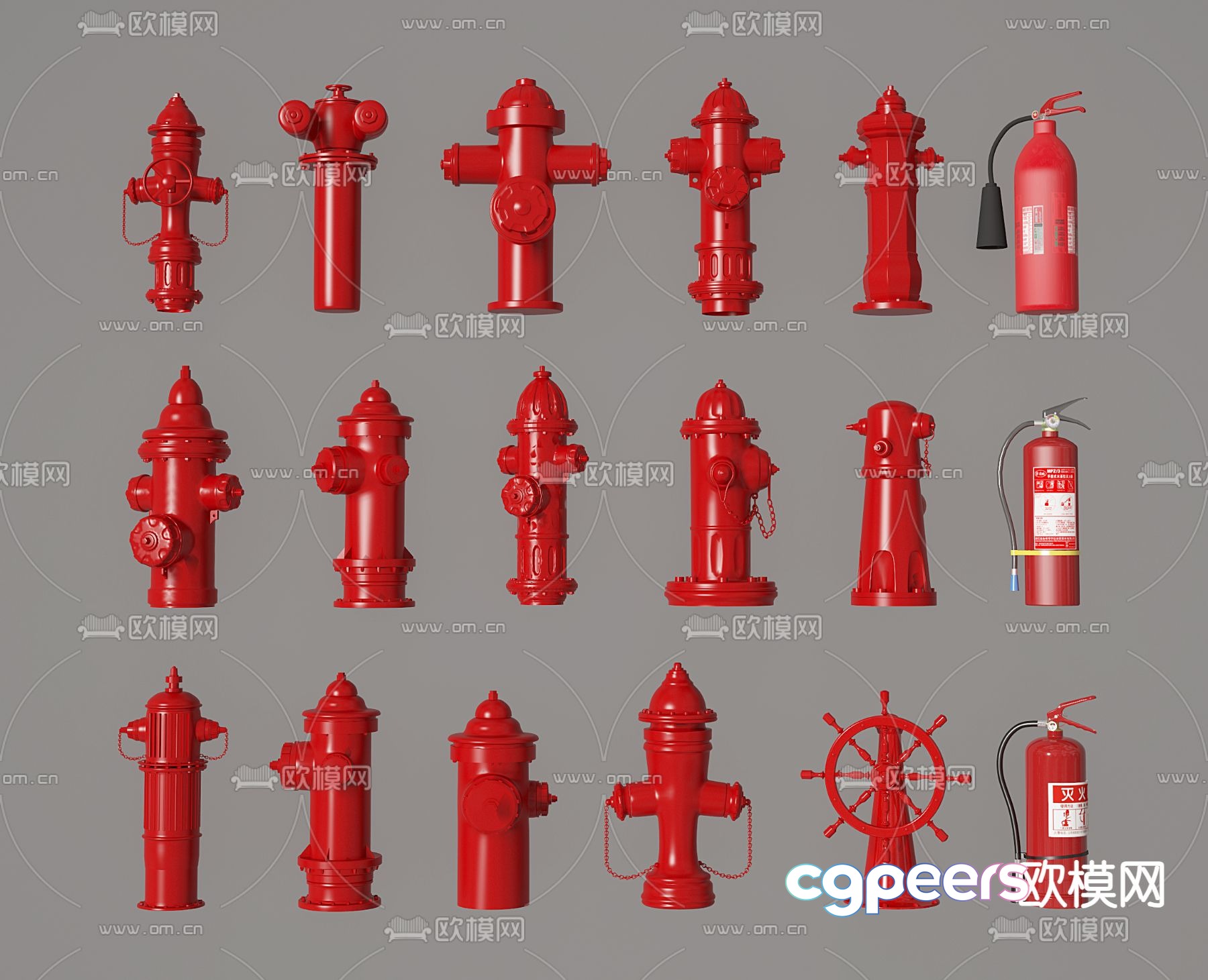 Fire equipment fire hydrant fire extinguisher 3d model Fire equipment fire hydrant fire extinguisher 3d model