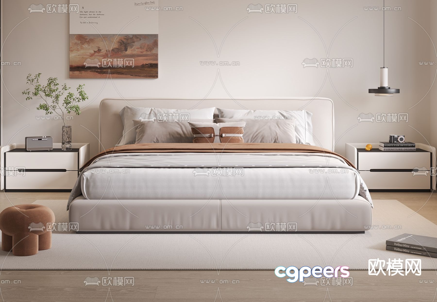 Modern double bed 3d model Modern double bed 3d model