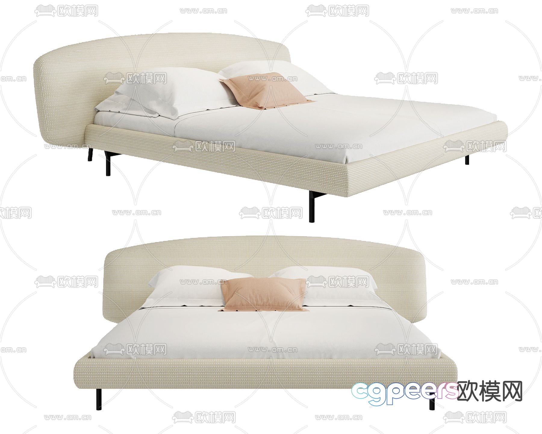 Modern double bed 3d model Modern double bed 3d model