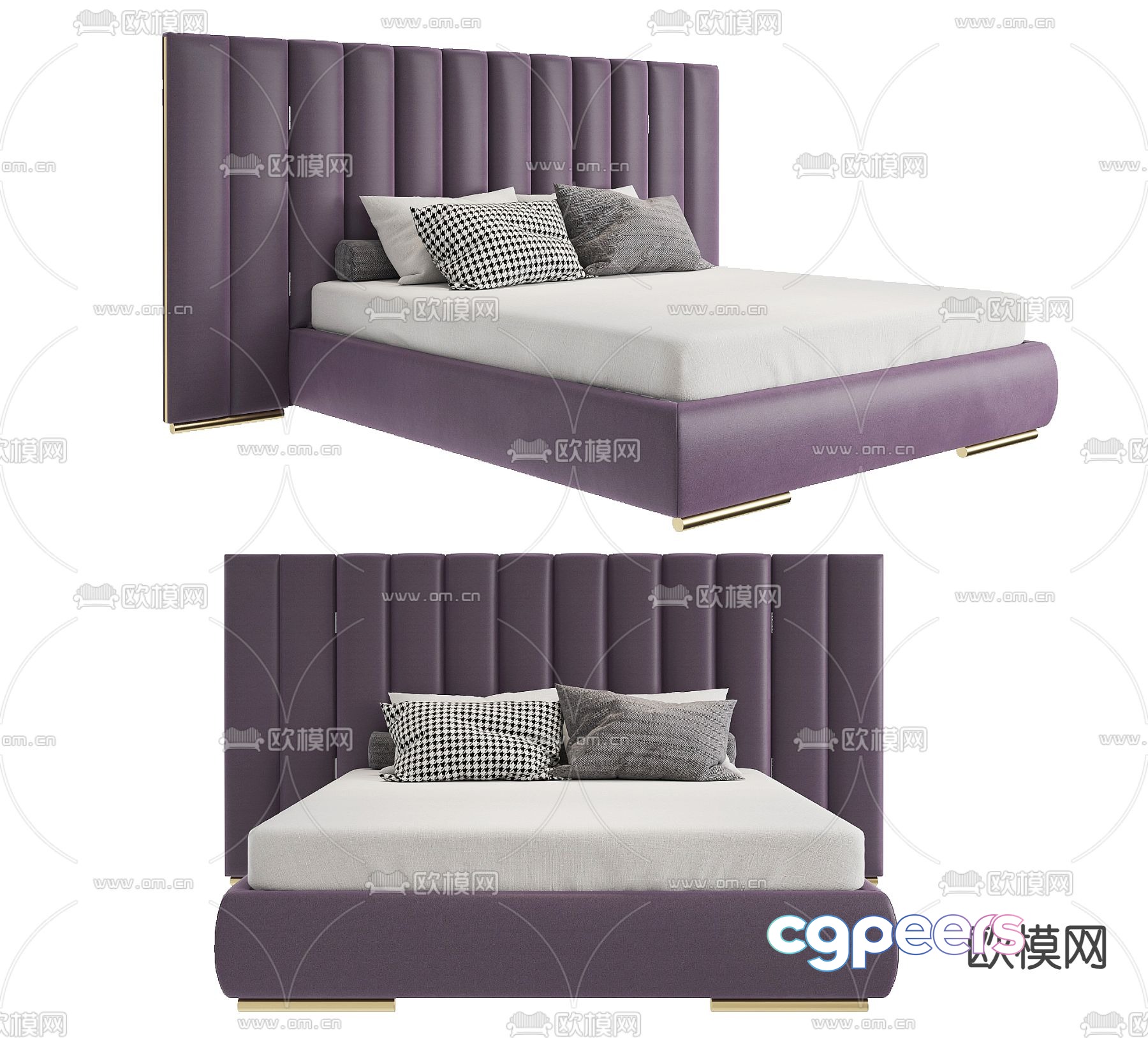 Modern double bed 3d model Modern double bed 3d model