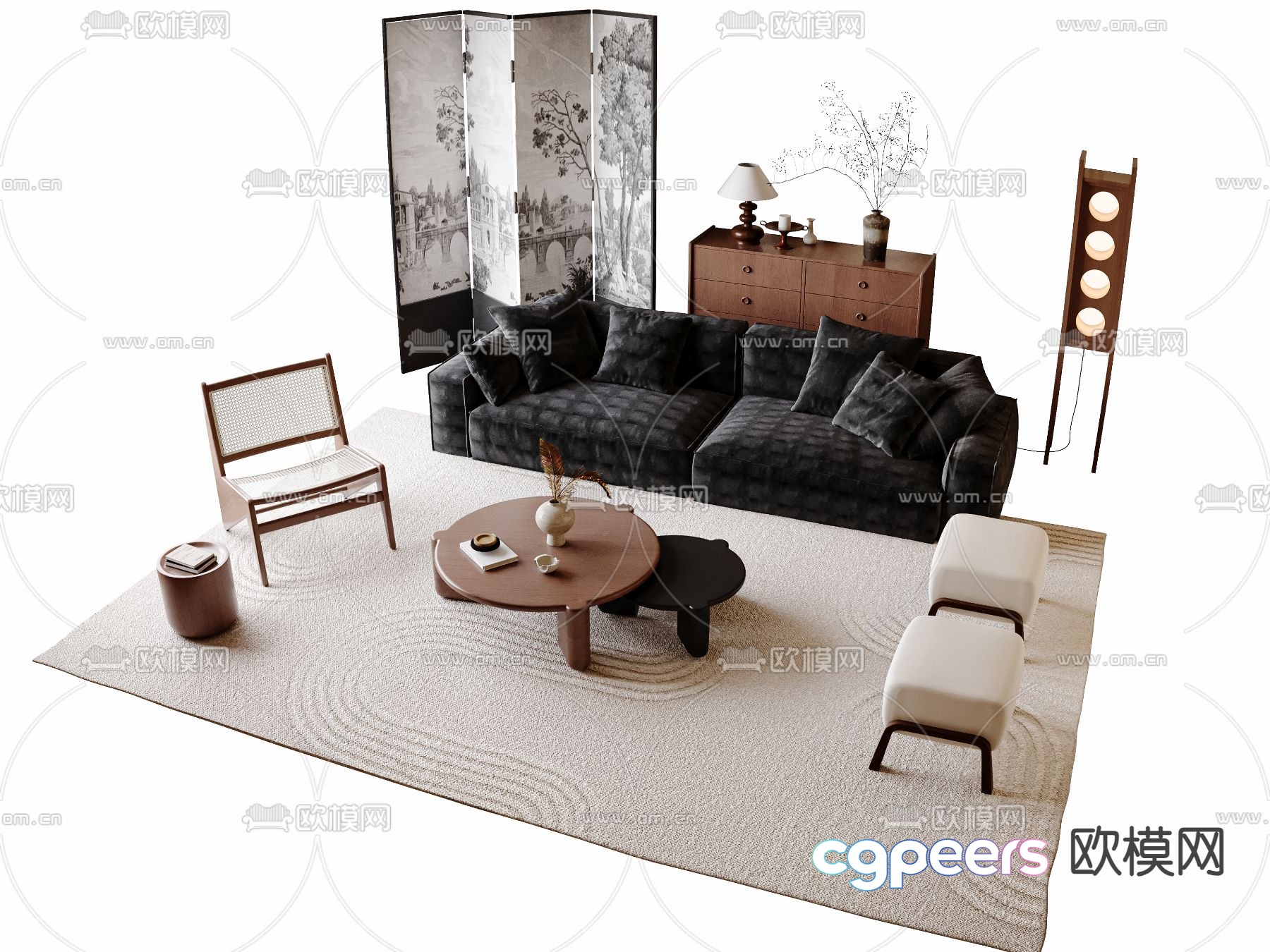 Medieval sofa set 3d model Medieval sofa set 3d model