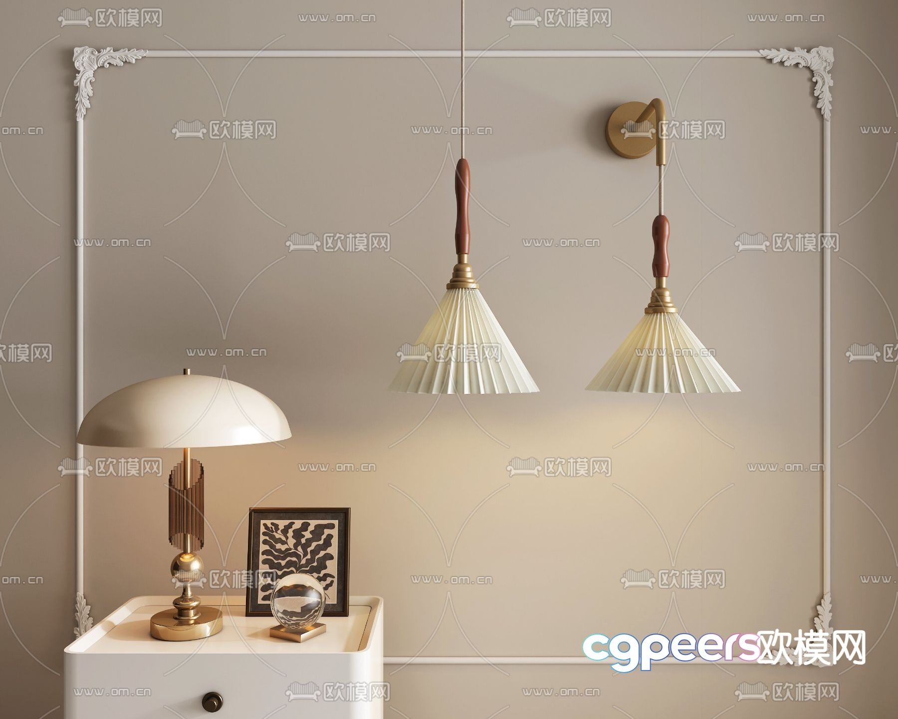 American chandelier pleated wall lamp 3d model American chandelier pleated wall lamp 3d model