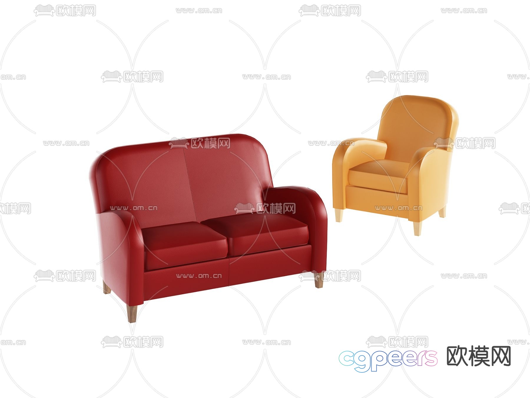 Red sofa 3d model Red sofa 3d model