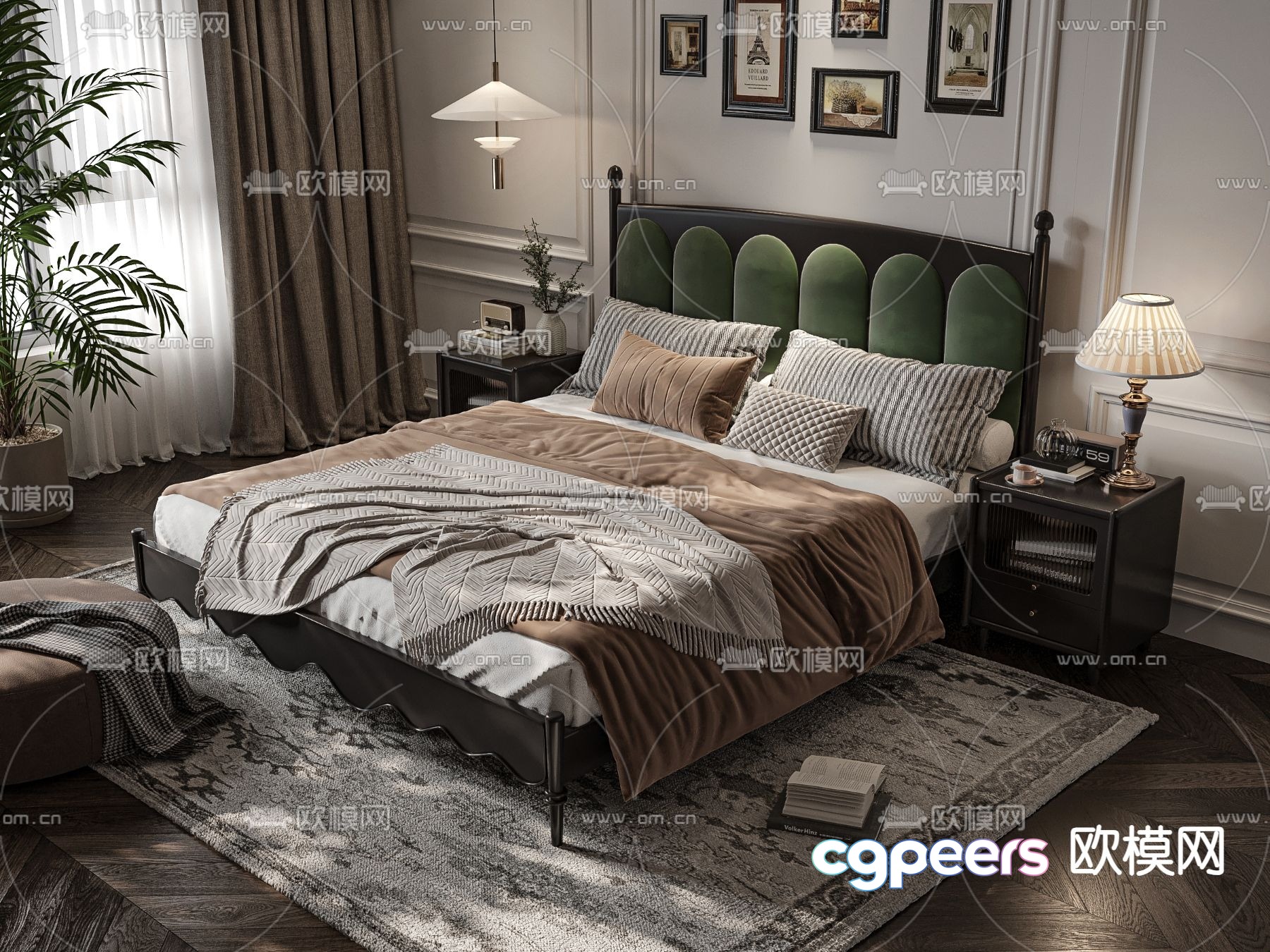 Medieval style double bed 3d model Medieval style double bed 3d model