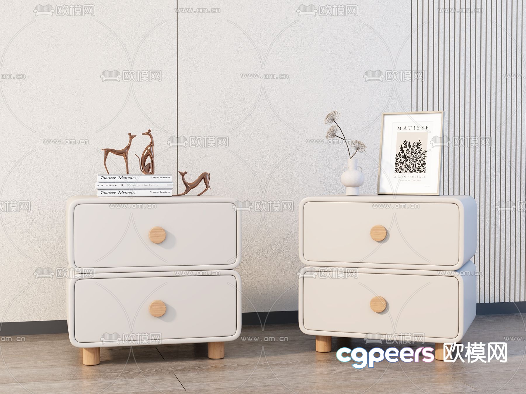 French bedside table cream style bedside table 3d model French bedside table cream style bedside table 3d model
