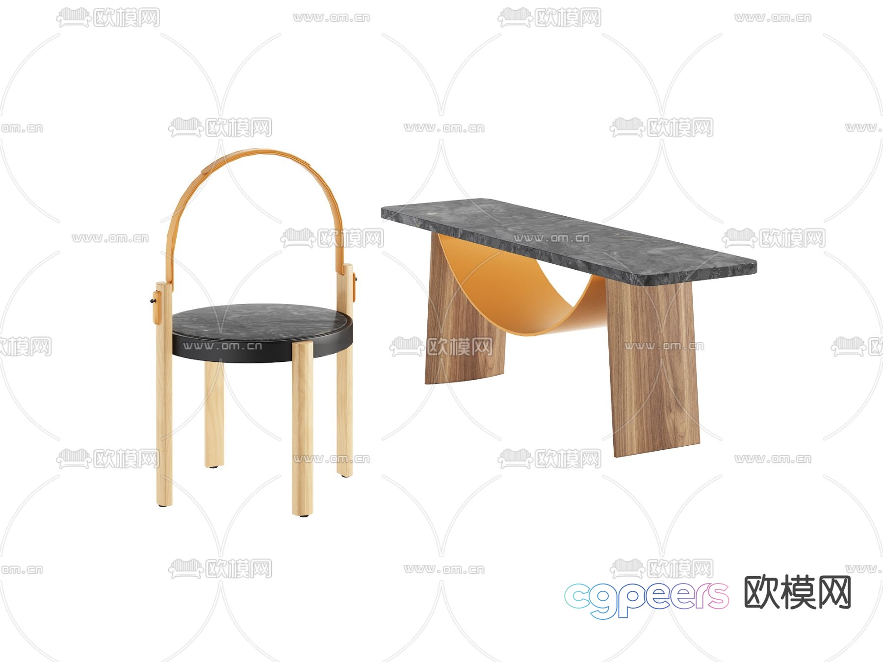 Modern coffee table side table 3D model Modern coffee table side table 3D model