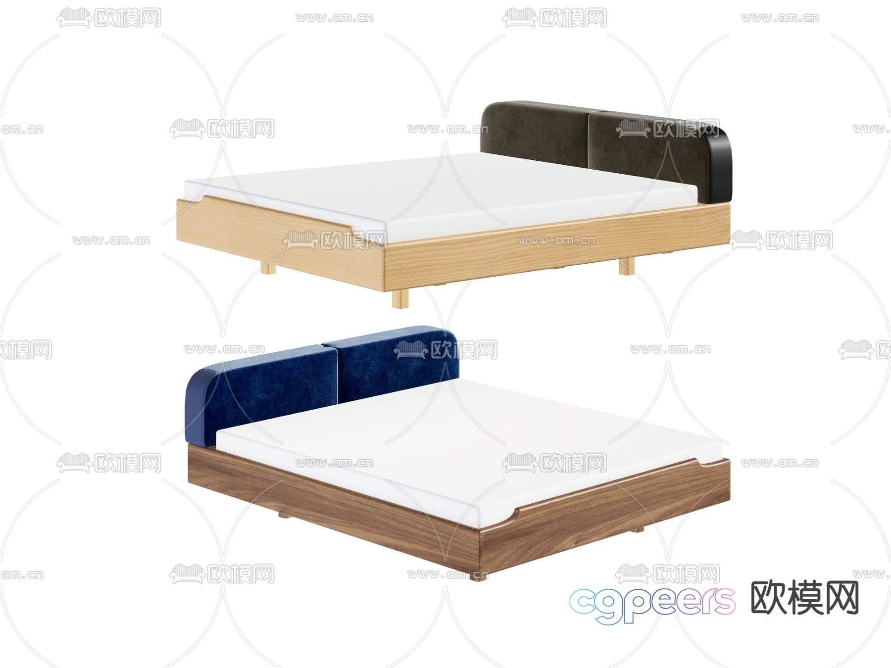 Modern double bed 3d model Modern double bed 3d model