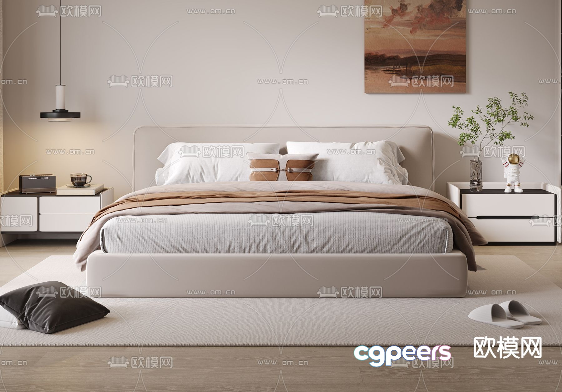 Modern double bed 3d model Modern double bed 3d model
