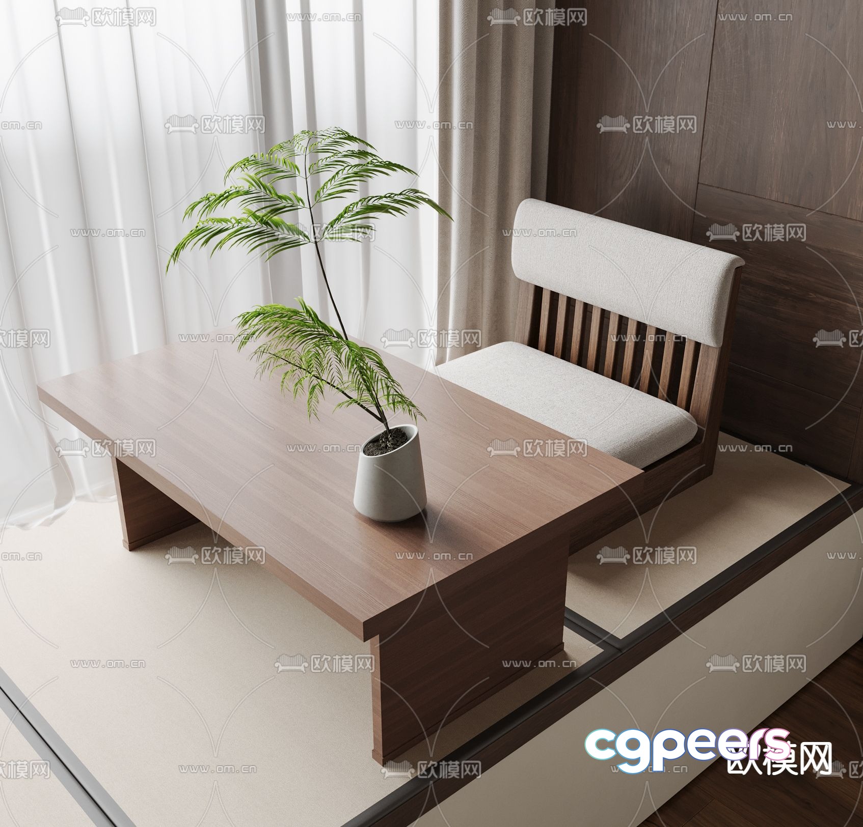 Bay window small tea table 3D model Bay window small tea table 3D model
