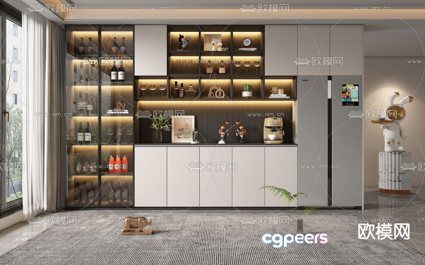 Light luxury wine cabinet sideboard 3D model Light luxury wine cabinet sideboard 3D model