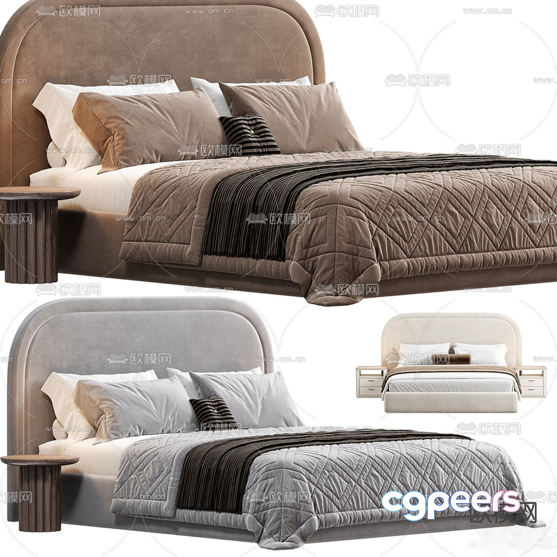 Modern double bed 3d model Modern double bed 3d model
