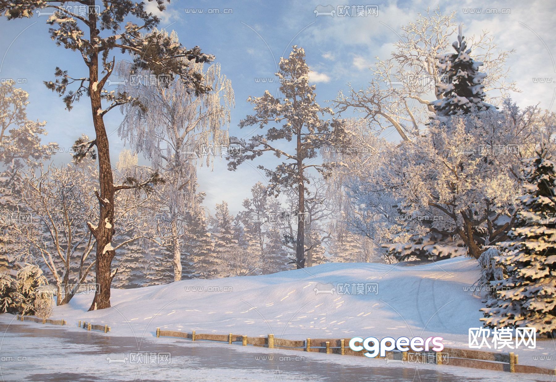 Winter forest snowy woods 3d model Winter forest snowy woods 3d model