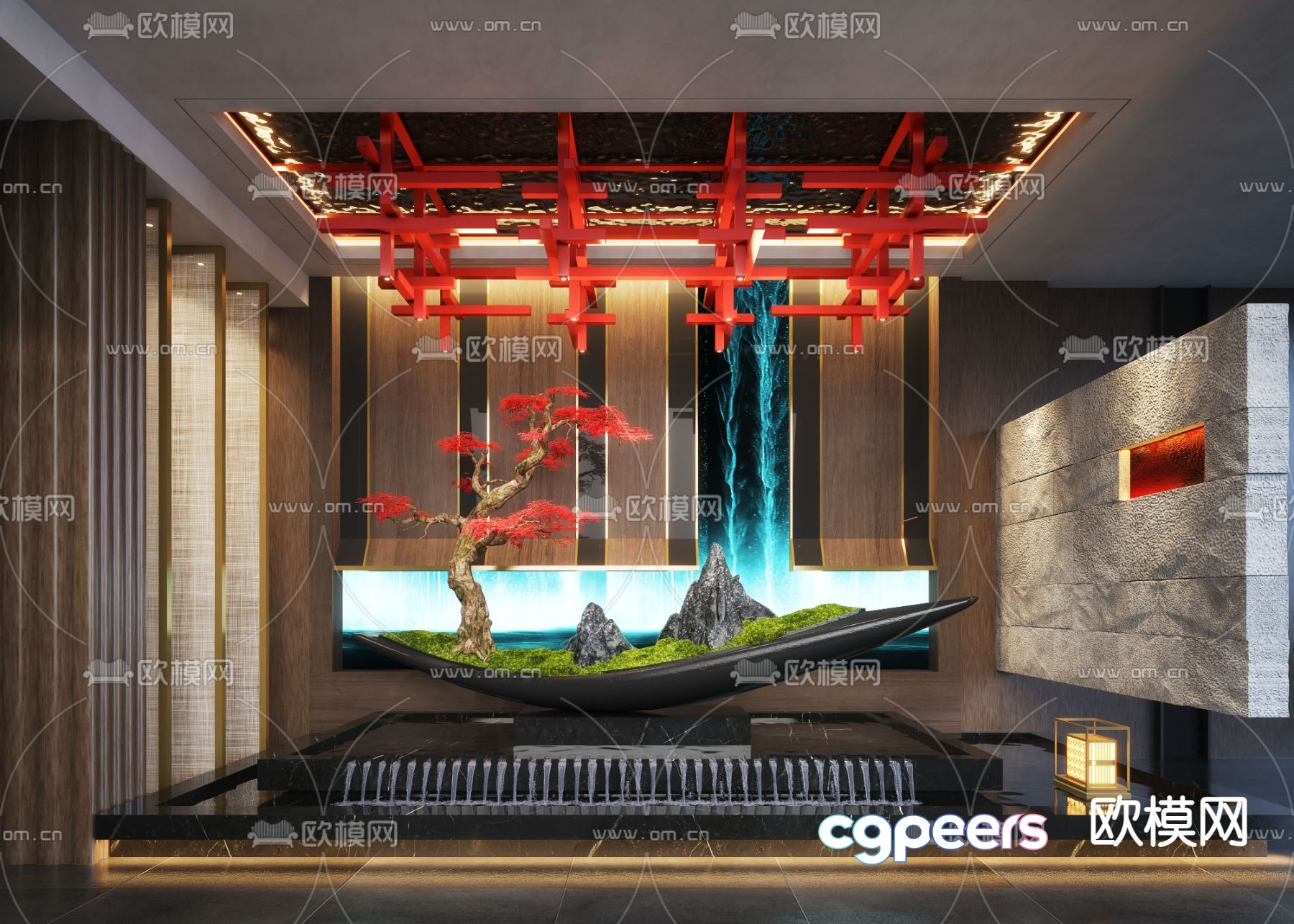 New Chinese-style sculpture landscape 3D model New Chinese-style sculpture landscape 3D model