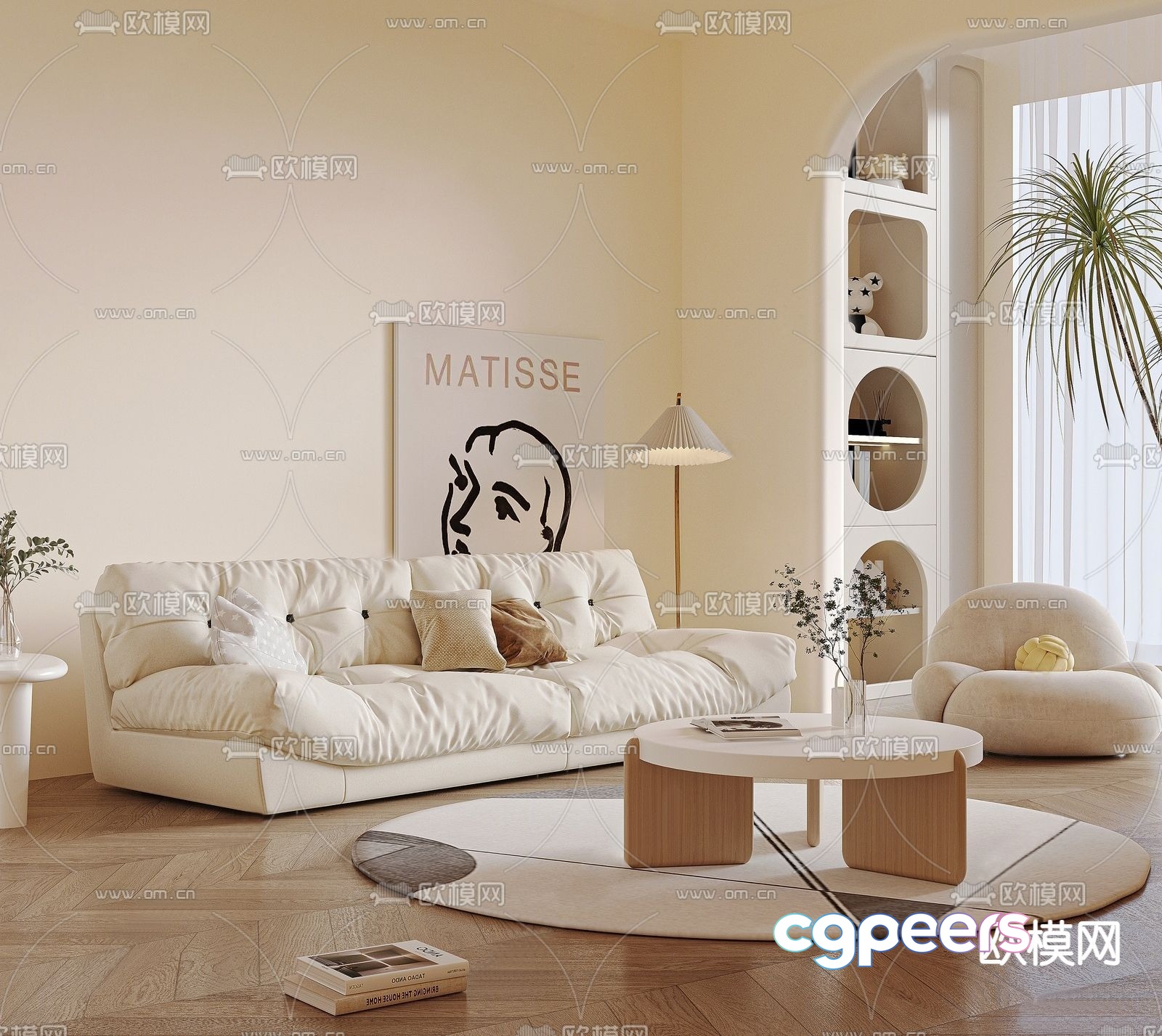 Cream style modular sofa 3d model Cream style modular sofa 3d model