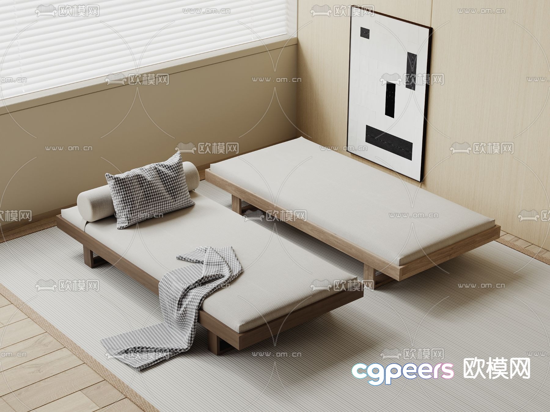 bed end stool footrest 3d model bed end stool footrest 3d model