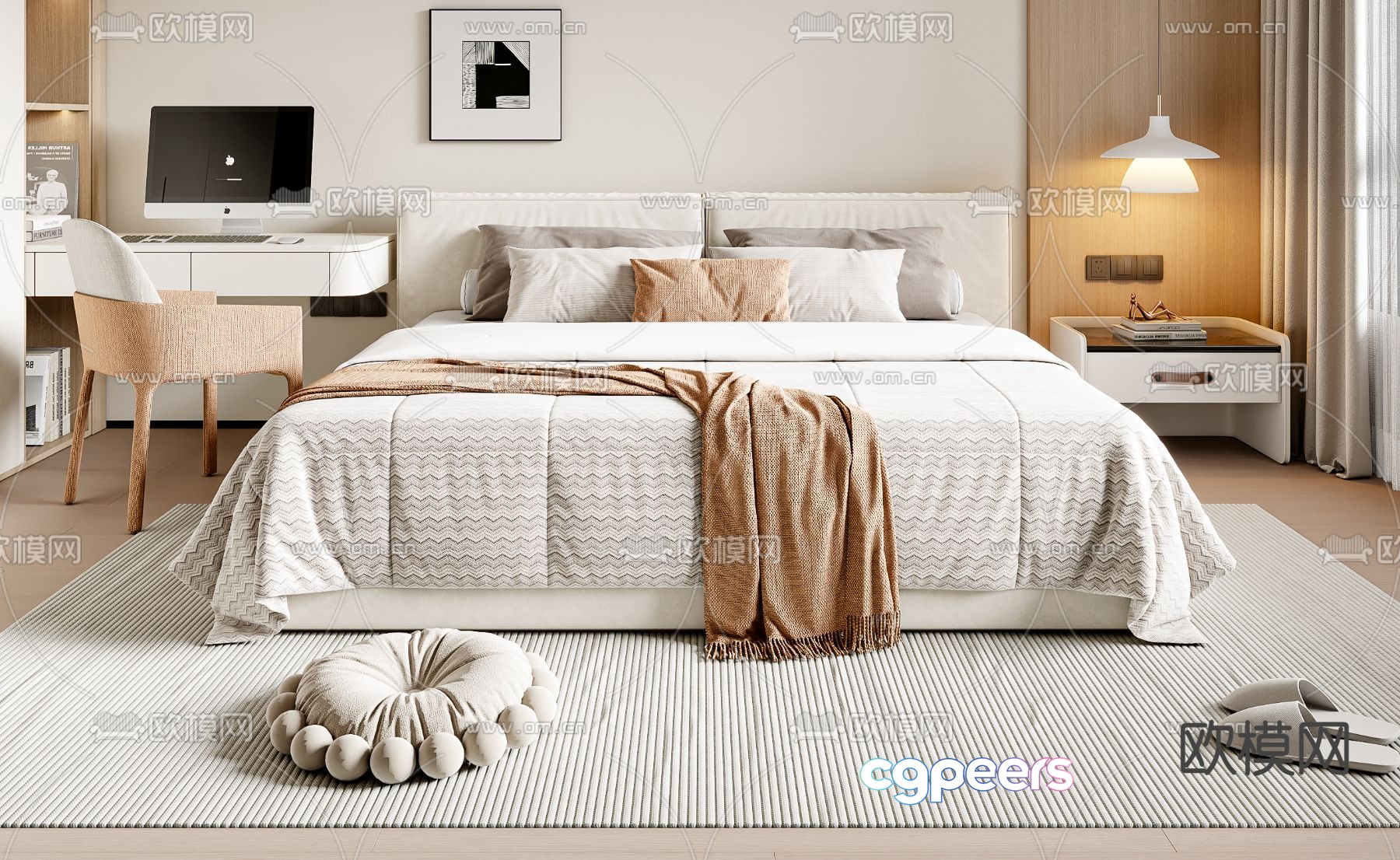 Modern double bed 3d model Modern double bed 3d model