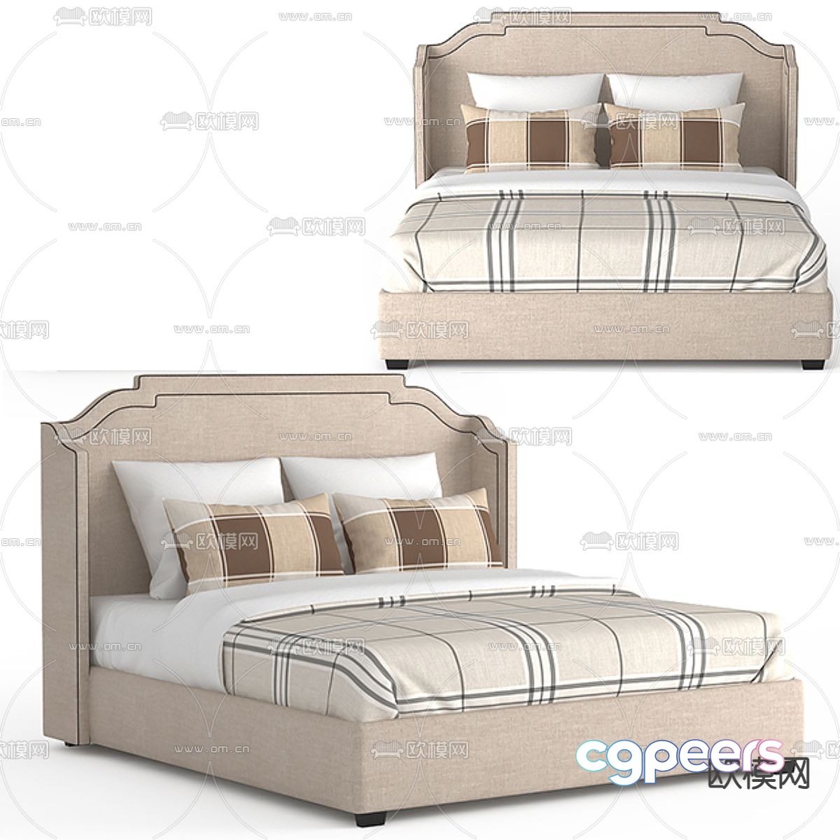 Modern double bed 3d model Modern double bed 3d model
