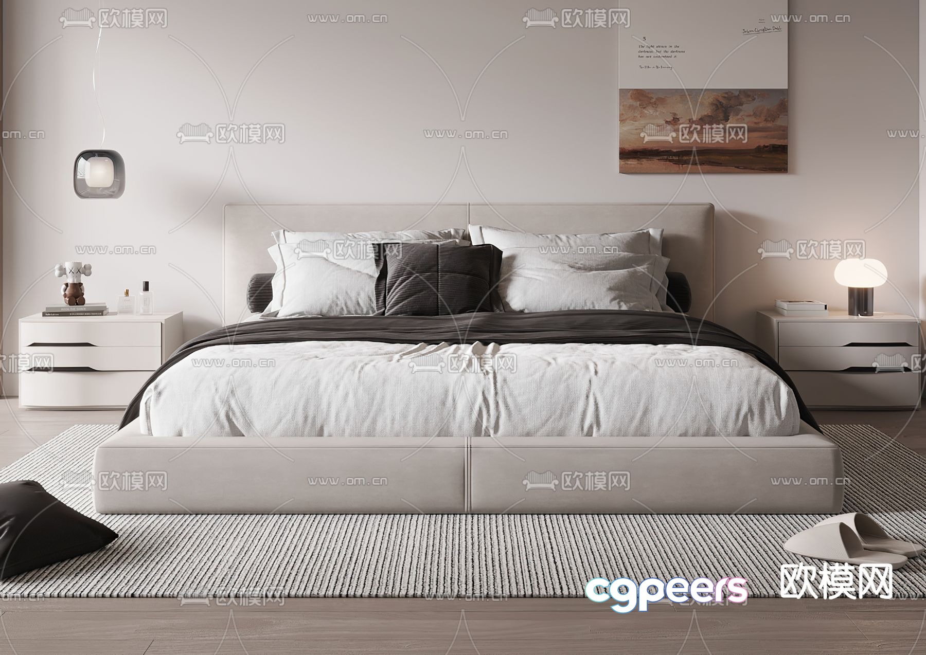 Modern double bed 3d model Modern double bed 3d model