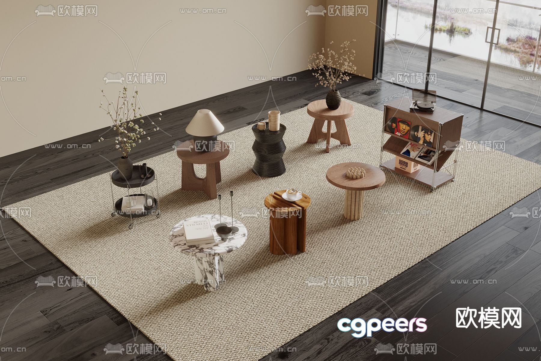 Middle-aged round table side table angle table 3D model Middle-aged round table side table angle table 3D model