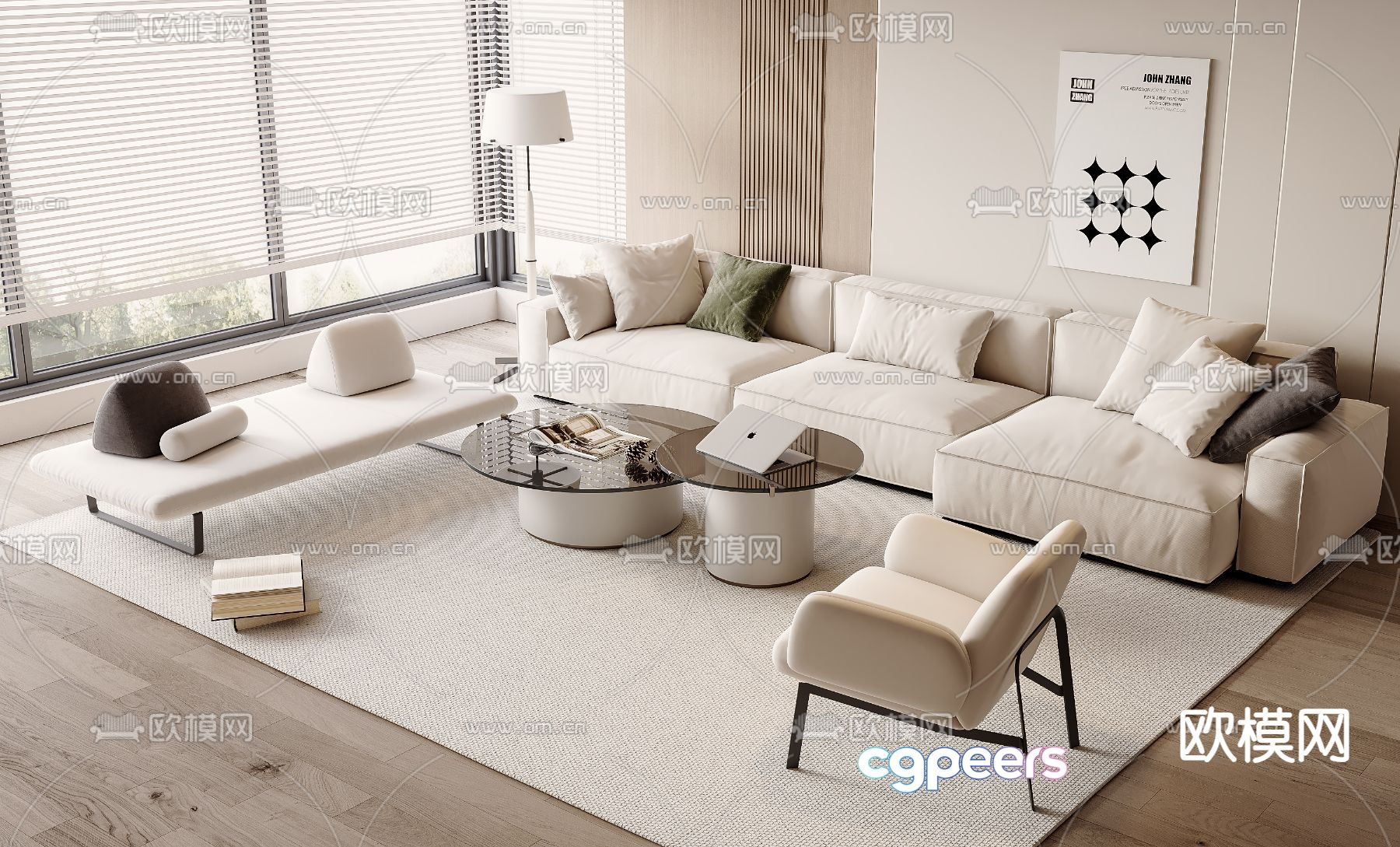 Cream style sofa modular sofa 3d model Cream style sofa modular sofa 3d model