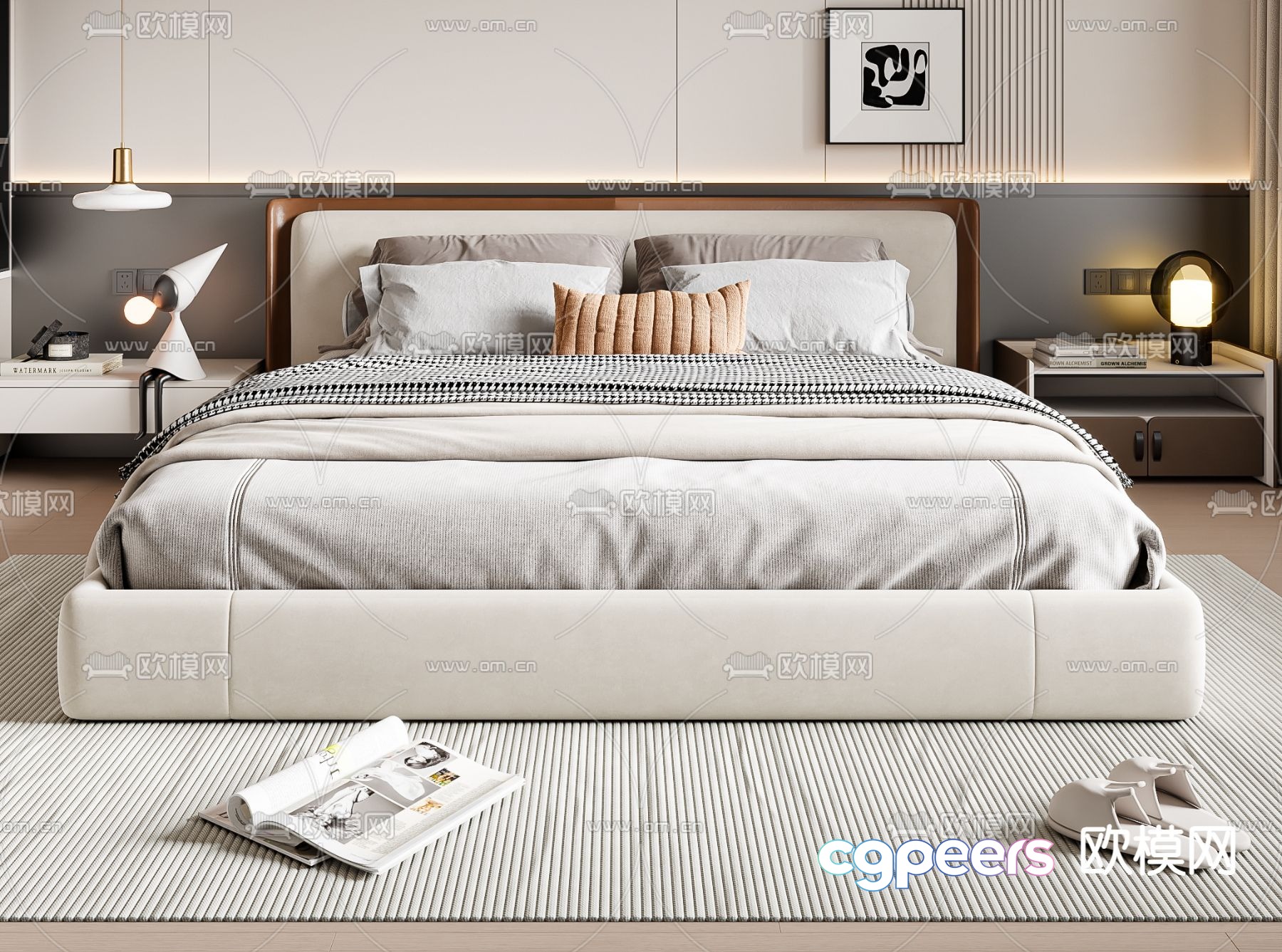 Modern double bed 3d model Modern double bed 3d model
