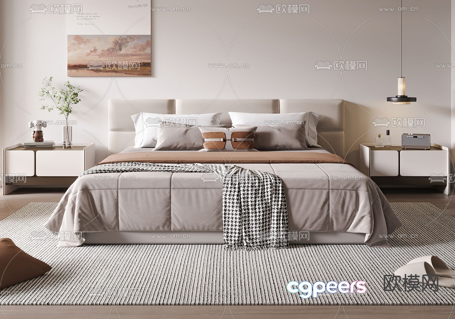 Modern double bed 3d model Modern double bed 3d model