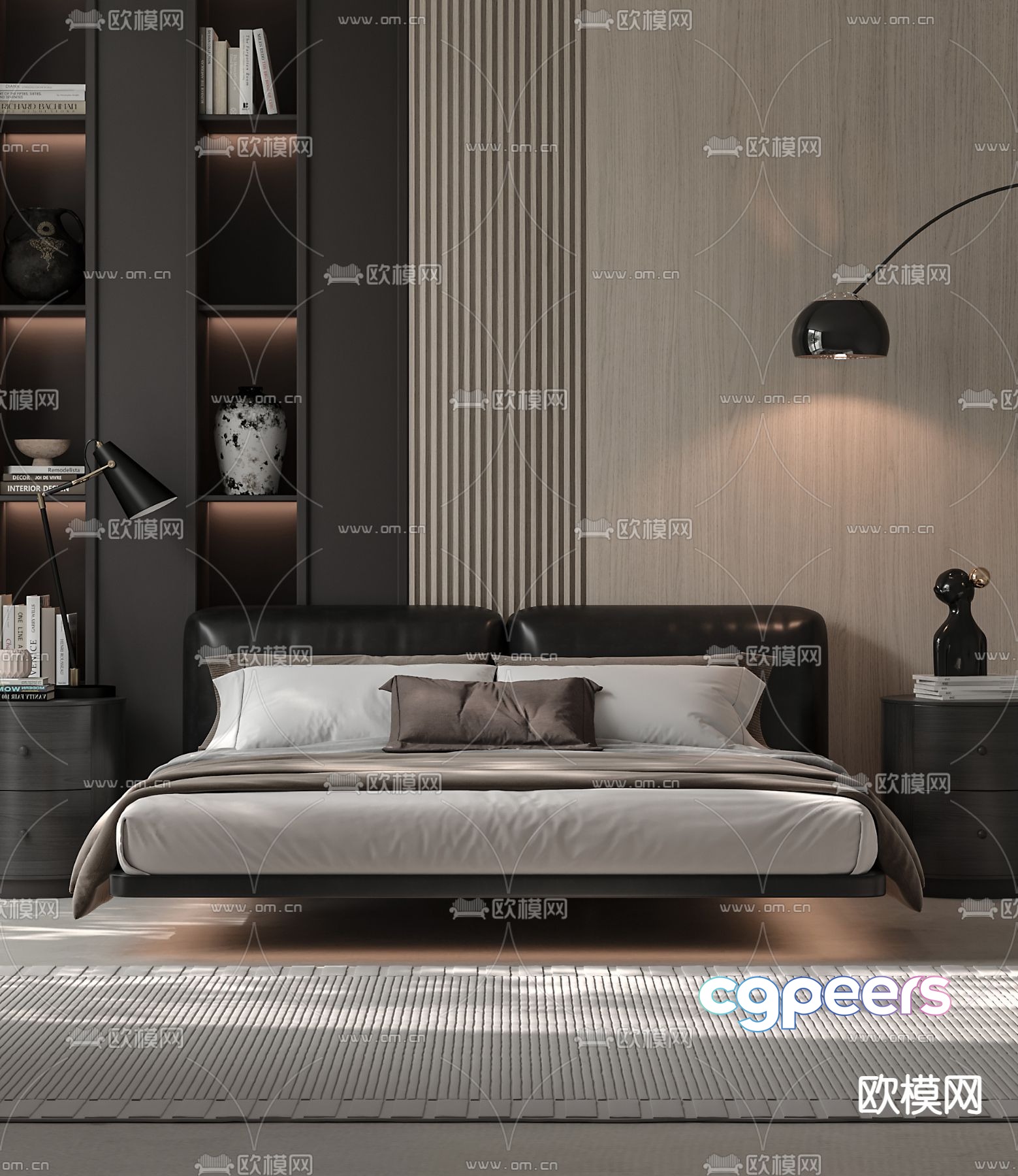 Minimalist double bed 3d model Minimalist double bed 3d model