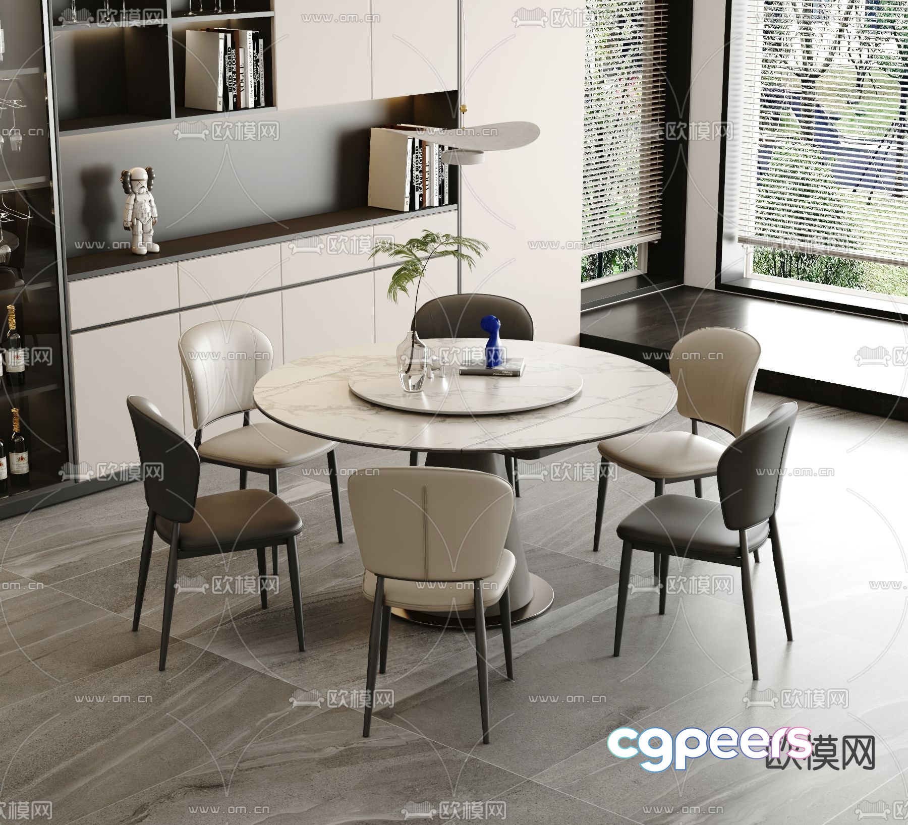 Round dining table and chairs 3d model Round dining table and chairs 3d model