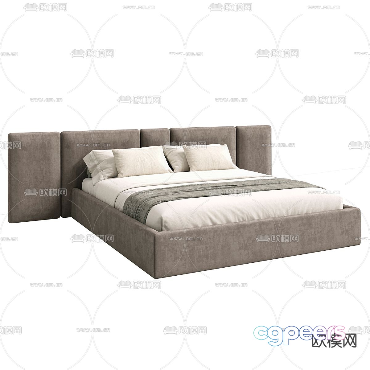 Modern double bed 3d model Modern double bed 3d model